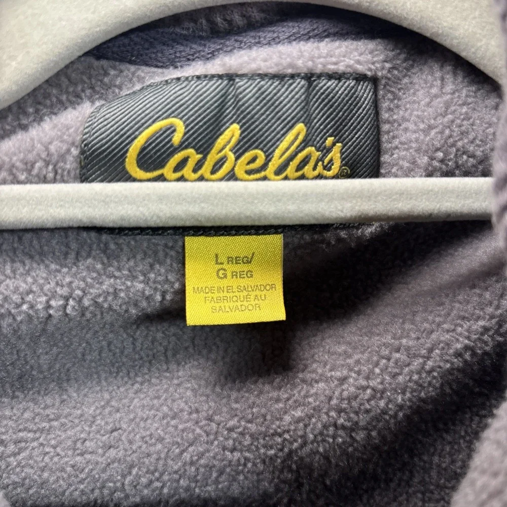 Men's Large Cabela's Blue Gray fleece-lined shirt jacket with Hood And Pockets - Picture 3 of 12
